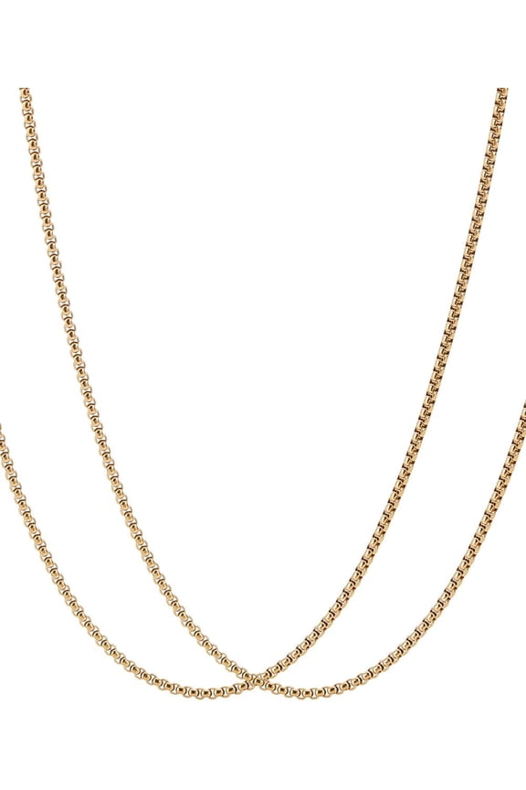 2Pcs Golden Cuban Link Chain Necklaces 20 inch Titanium Steel Punk Box Chain Necklaces Hip Hop Strands Miami Cuban Links for Women Men Stylish Accessory Golden DIY