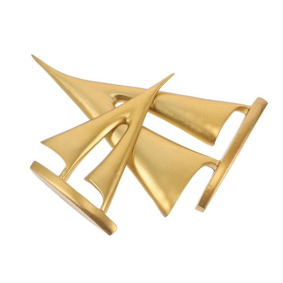 YOSADIER 2Pcs Modern Golden Resin Sailboat Figurine Abstract Nautical Sculpture for Coffee Table Or Shelf Decor