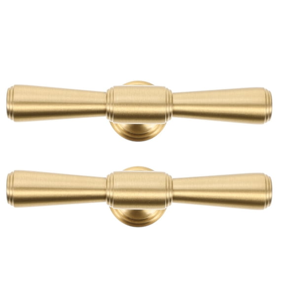 2Pcs Golden Solid Brass Wardrobe Door Handles Smooth Surface Furniture Pulls
