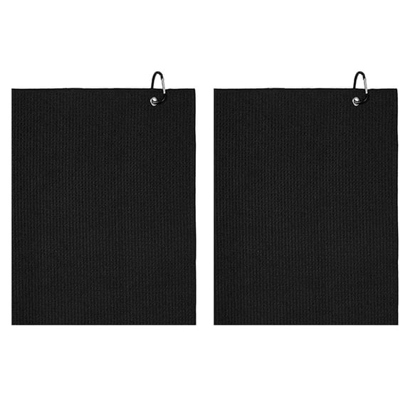 2Pcs Golf Towels,Microfiber Merbau Pattern Golf Towel for Men Women Golf Gifts Black Golf Towel with Carabiner Clip