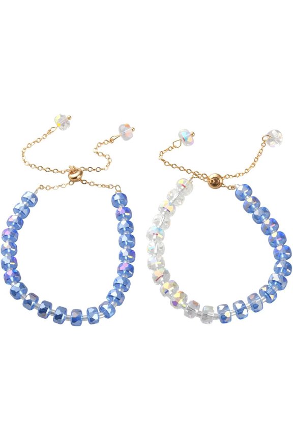 2Pcs Gradient Beaded Bracelet Beaded Bracelets for Women Natural Gemstone Beads Stretch Bracelets Cuff Beacelet Jewelry