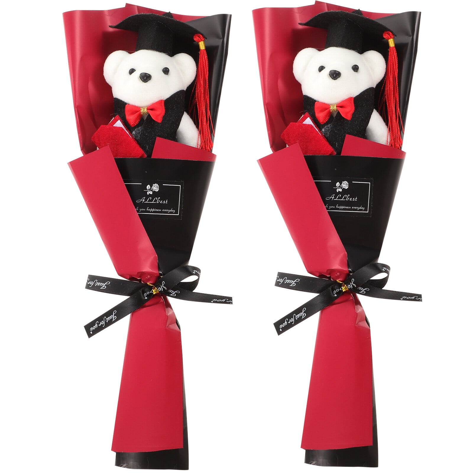 2Pcs Graduation Bouquet Gifts Bear Bouquet Plush Bear Doll Bouquet Graduation Party Favors