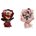 thumbnail image 1 of 2Pcs Graduation Bouquet with Plush Bear – Elegant Woven Floral Gift Set with Gift Bag & Card, Perfect for Celebrating Accolades and Milestones (Red+Pink), 1 of 5