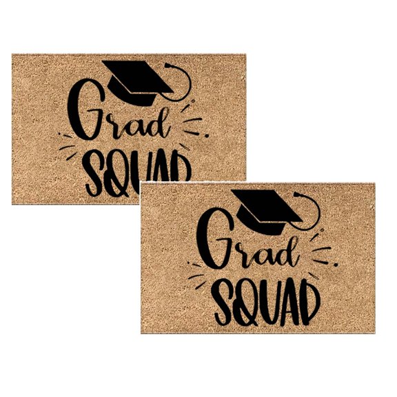 2Pcs Graduation Cap Hat Congratulations Congrats Grad Doormat Front Door Rug, Absorbent Machine Washable Inside Door Mat, Make A Statement With A Fashionable Graduation Season Carpet 23.6"X15.7"X0.8"