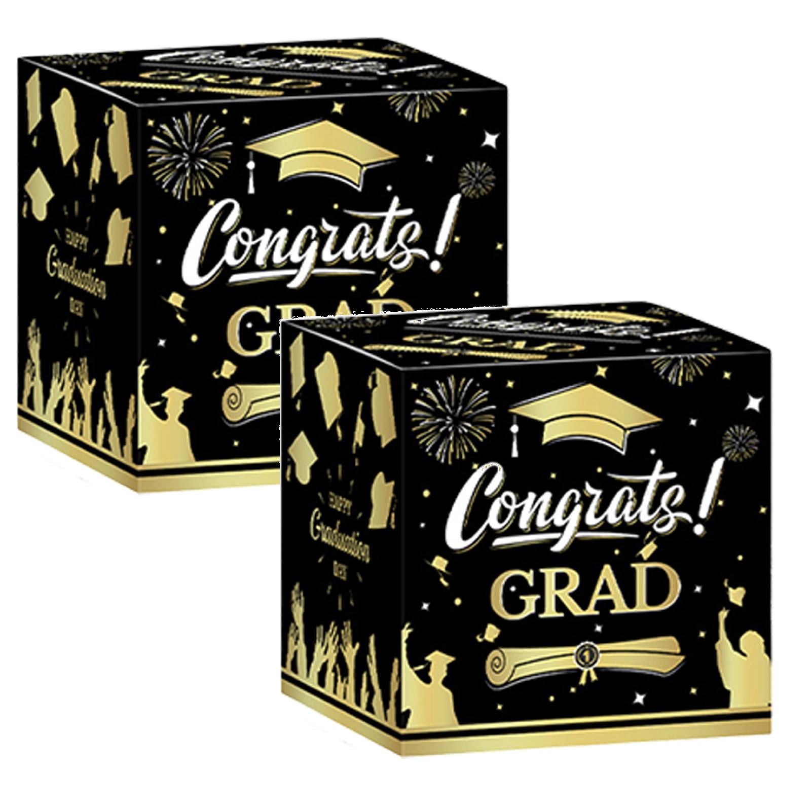 Graduate Brain Box 2Pcs Graduation Card Box 2026 - Congrats Grad Card Boxes Holder, Black ...