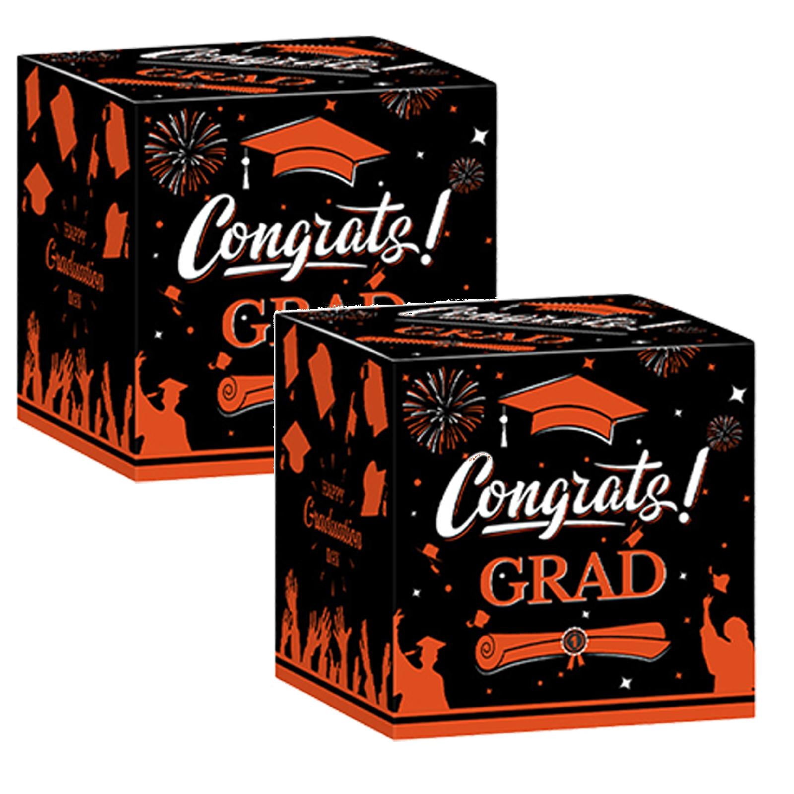 Graduate Brain Box 2Pcs Graduation Card Box 2026 - Congrats Grad Card Boxes Holder, Orange ...