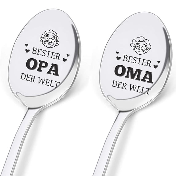 2Pcs Grandma and Grandpa Gift Coffee Spoon Engraving Spoon Personalized Best Grandma Grandpa in the World Stainless Steel Coffee Spoon for Birthday
