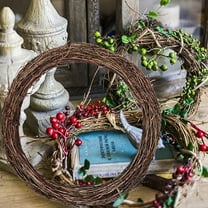 2Pcs Grapevine Wreaths Vine Branch Wreath Natural Christmas Rattan Wreath Garland Decoration for Christmas Holiday Craft or Wedding Supplies, 12Inch