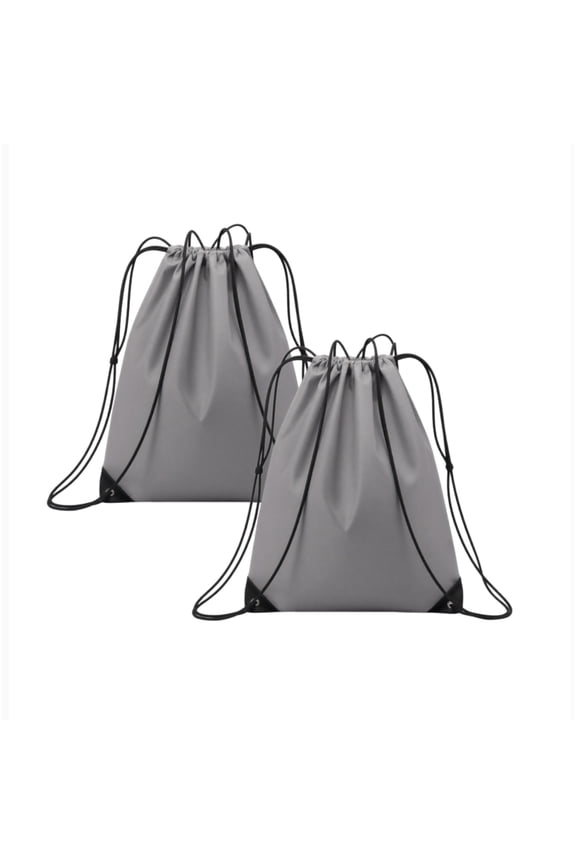 2Pcs Gray Drawstring Bags Bulk Drawstring Backpack String Backpack Cinch Sack Sport Gym Backpack Bags for Yoga Traveling Outdoor Sports