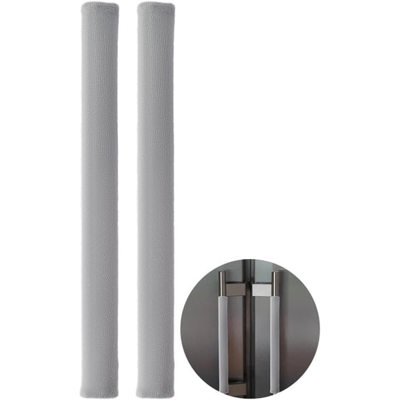 2Pcs Gray Fridge Handle Covers Polyester Washable Adjustable Non Slip Keep Kitchen Clean Door Handles Appliance Protector Decor Catch Cover for Refrigerator Microwave Oven Dishwasher