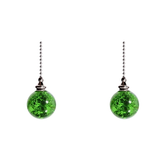 2Pcs Green Glass Ceiling Fan Pull Chain Ornament Pull Chain Extension Fan Lamp String Pulls Crystal Decorative Extension,21Inch Ball Chains Extension Pull Chains for Ceiling Light Lamp Fan Chain