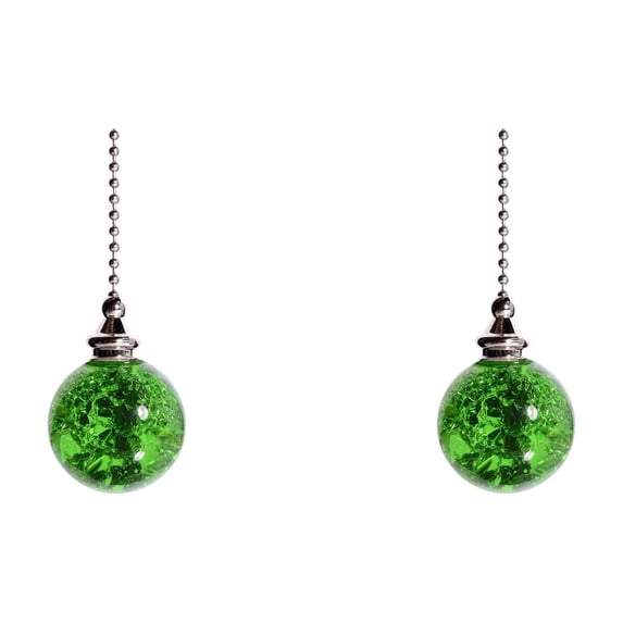 2Pcs Green Glass Ceiling Fan Pull Chain Ornament Pull Chain Extension Fan Lamp String Pulls Crystal Decorative Extension,21Inch Ball Chains Extension Pull Chains for Ceiling Light Lamp Fan Chain