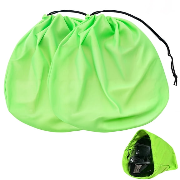 2Pcs Green Helmet Bags Polyester Lightweight Soft Large Capacity Universal Motorcycle Helmets Drawstring Protection Storage
