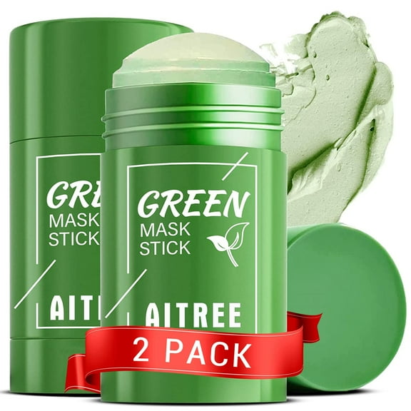 2Pcs Green Tea Mask Stick,Green Mask Stick For Face Moisturizes Oil Control,Green Tea Purifying Clay Stick Mask,Poreless Deep Cleanse Mask Stick For Women Men,Green Tea Mask Stick Blackhead Remover