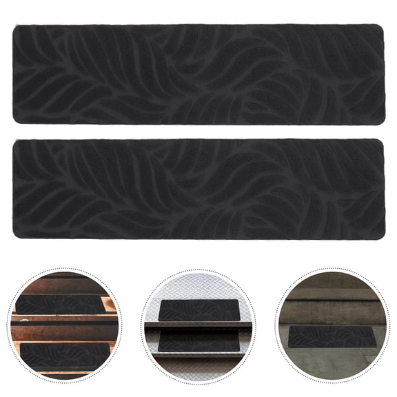 2Pcs Grey Stair Covers for Steps Non Slip Carpet Runner with Stylish Embossed Pattern