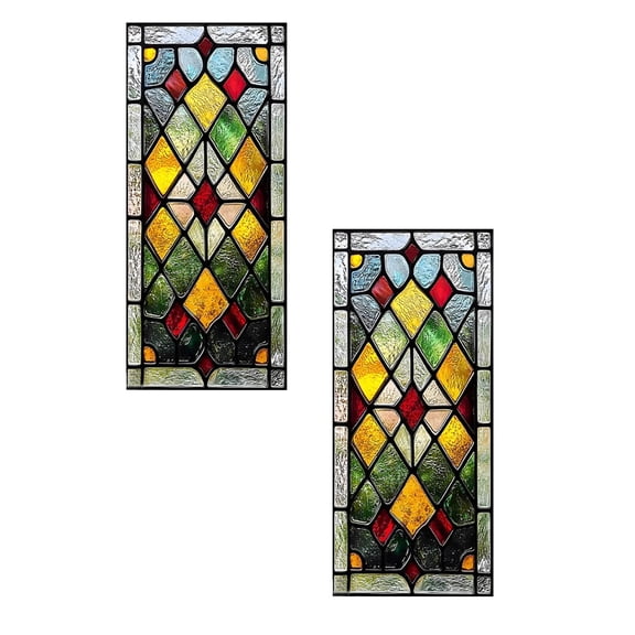 2Pcs Grid Stickers For Home Window Glass Static Cling Art Film Stickers 33.5x15.0"