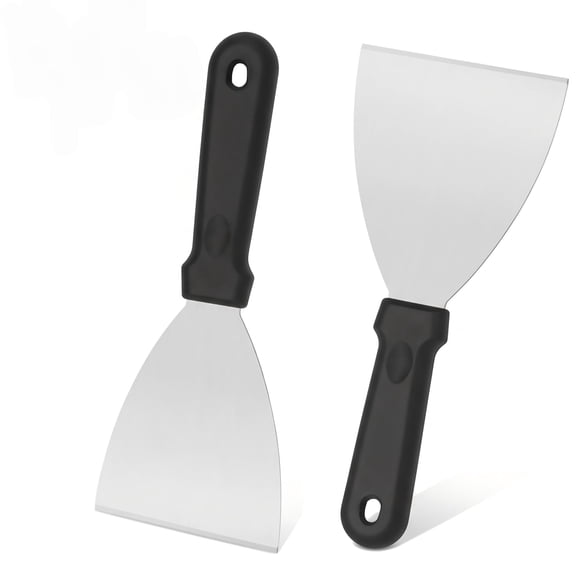 2Pcs Griddle Scraper, Stainless Steel Slant Edge Grill Scrapers for Food Service/Cooking/Cleaning,Perfect for BBQ Indoor & Outdoor,Dishwasher Safe, ABS Handle