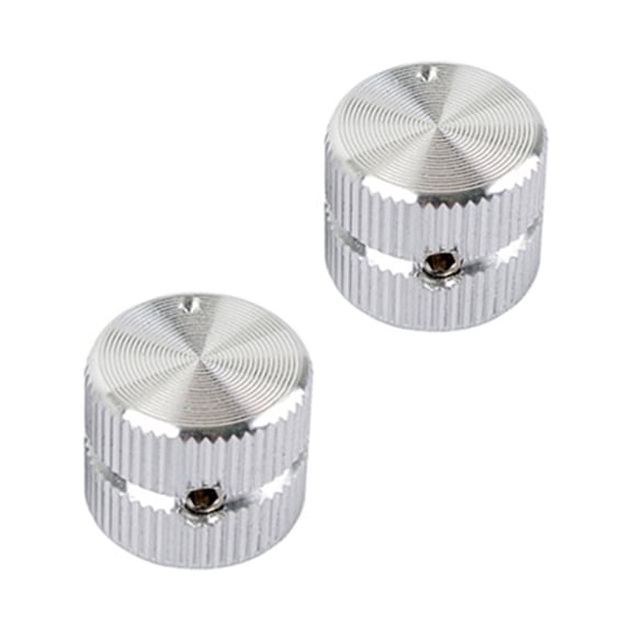 2Pcs Guitar Dome Tone Knobs Metal Silver Control Cap Screw Type for 6mm Shaft Electric Guitar Bass Parts Accessories Decoration