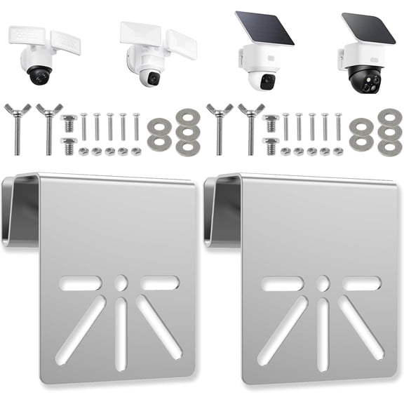 2Pcs Gutter Mount Bracket Compatible with Eufy SoloCam S340/S330/E30, Stainless Steel Security Camera Mount with Anti-Rust Screws, No-Drill Installation for Uneven Gutters, for Outdoor