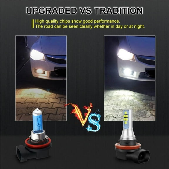 2Pcs H11 H8 LED Flash Strobe Blinking Car Fog Light 6000K White DRL Lamp Bulbs