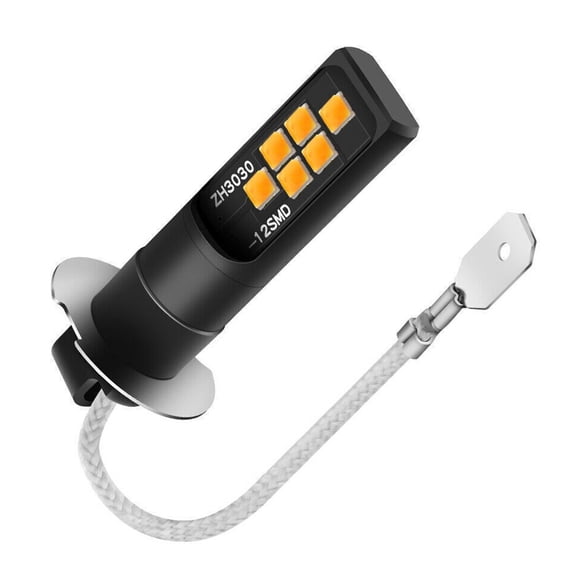 2Pcs H3 Led Fog Lights Bulb 3030 Smd Car Fog Light High Bright Drl Driving Lamp Dc/Ac12V Amber Car Headlight Fangkenuo