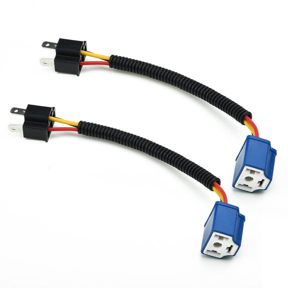 2Pcs H4 9003 Ceramic Headlight Bulb Socket Plug Adapter Connector Wiring Harness