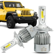2Pcs H4/9003/HB2 6000K White 7200LM Aluminum Housing LED COB Bulbs Conversion Kit For Headlights High Low Beam Driving Fog Light DC 12V/24V IP67 Waterproof Pack of 2 Left+Right Replacement