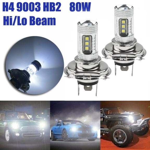 2Pcs H4 9003 Hb2 Fog Driving Light Led Headlight 80W High/Low Beam Drl Light Pmma Lens With Focus Light Function