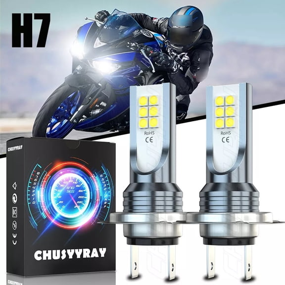 2Pcs H7 LED Motorcycle Headlight for Kawasaki Ninja 250 300 650 ZX6R ZX10R 6000K White