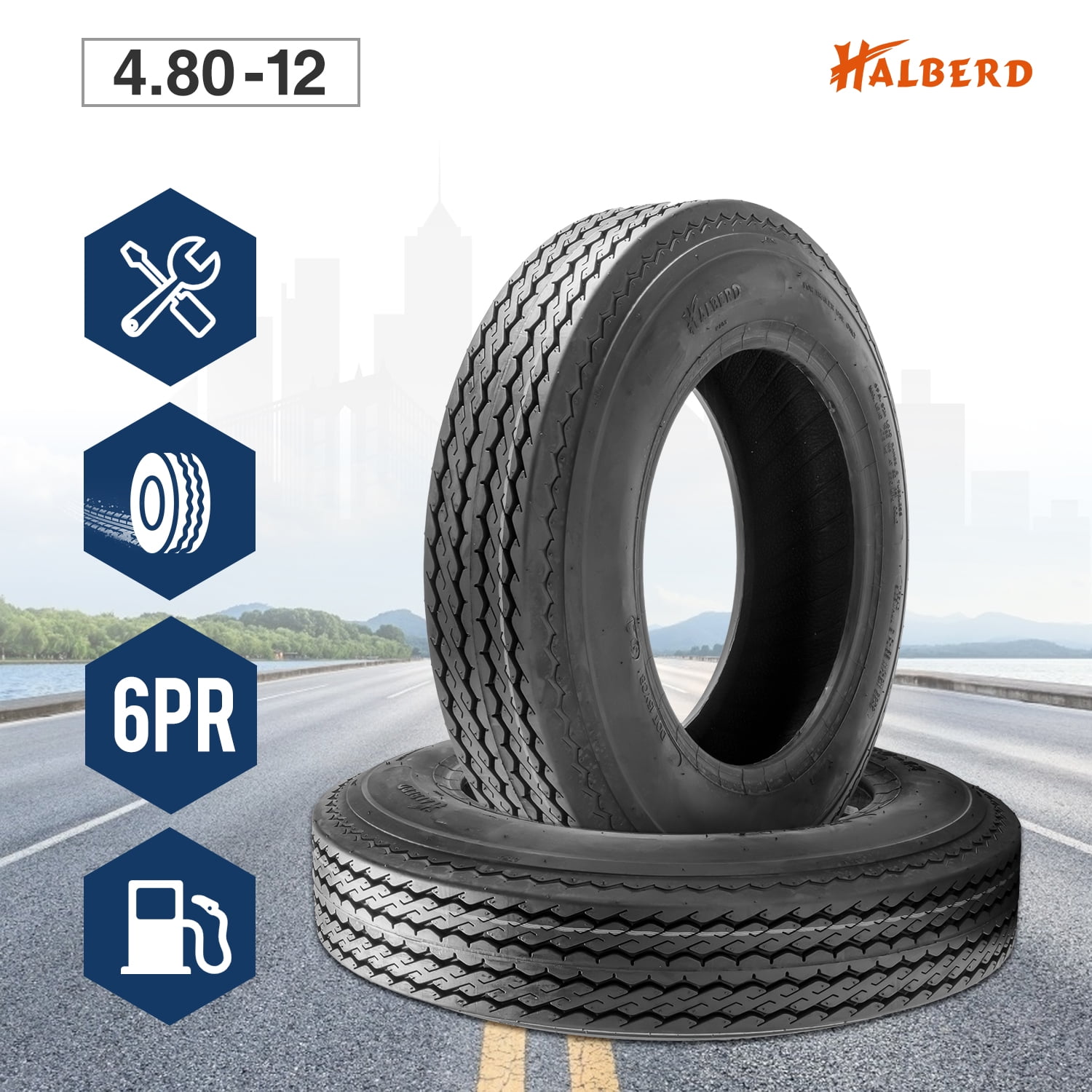 2pcs halberd 4 80 12 4 80x12 trailer tires 6pr load range c for log