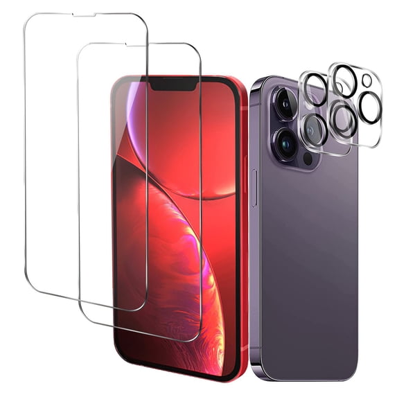 2Pcs HD Clear Screen Protectors 2Pcs Camera Len Protectors Tempered ...