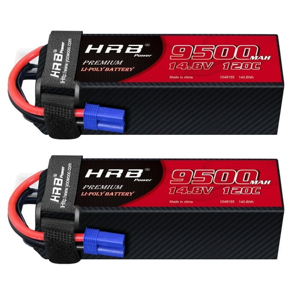 2Pcs HRB 14.8V 4S 9500mAh LiPO Battery EC5 for RC Car Truck 8s Kraton Outcast Car Truck