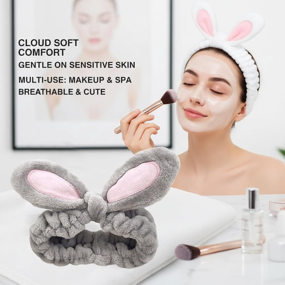 2Pcs Hair Band for Washing Face, Elastic Skin Care Headband with Rabbit Ears for Spa, Beauty, Washing, Face, Yoga, Sports, Beauty Hair Band for, Skin Care Headband, Spa Headbands(1,pcs,L)