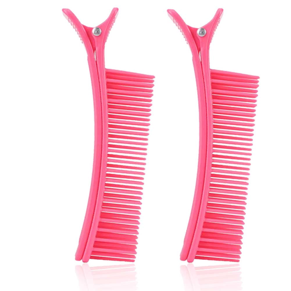 2Pcs Hair Styling Clip Salon Sectioning Hairpin Hairdressing Partition Clip Hairgrip Tool Pink