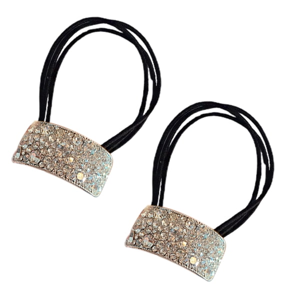2Pcs Hair Ties Shiny Rhinestone Decor Elastic Ponytail Holder Sparkling Bling Hair Rope Hair Accessories