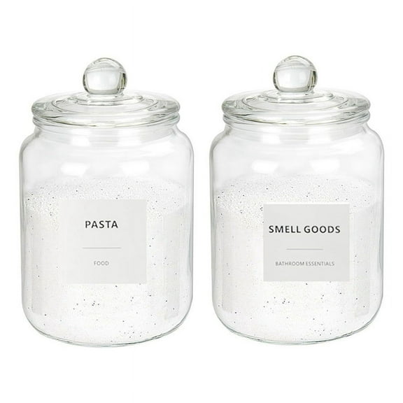2Pcs Half Gallon Glass Jars with Airtight Lids for Laundry Detergent, , Flour, (67 Oz), 24 Labels