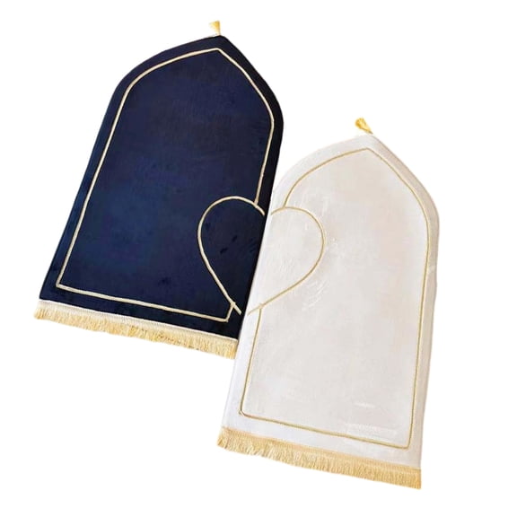 2Pcs Half Heart Embossed Couple Prayer Mats Set Thick Flannel Muslims Worship