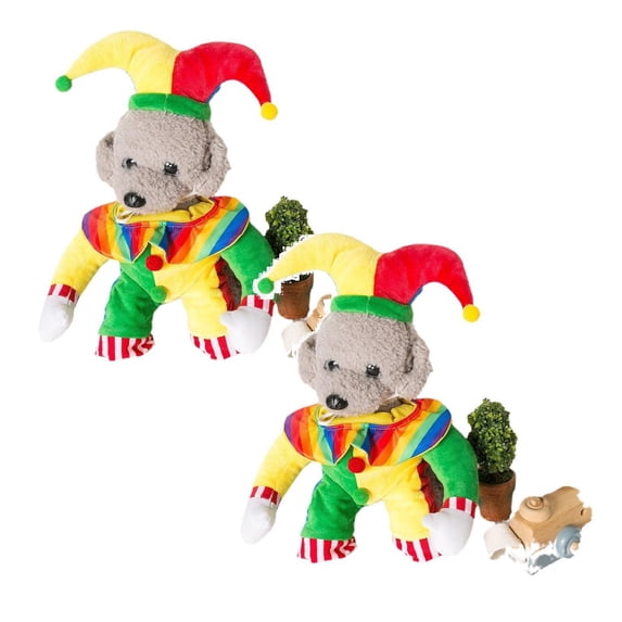 2Pcs Halloween Clown Dog Costume – Funny Cute Pet Transformation Outfit For Small Dogs & Cats (Teddy/Pomeranian), Soft Colorful Jester Cosplay Clothes Pet Clothes