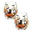 thumbnail image 1 of 2Pcs Halloween Decorations Halloween Stemless Glasses Drinking Glasses 15Oz Pattern Tumbler Cups Pumpkin Printed Flat Glass Halloween Drinkware For Party Fall Glass&Bottle, 1 of 7