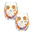 thumbnail image 1 of 2Pcs Halloween Decorations Halloween Stemless Glasses Drinking Glasses 15Oz Pattern Tumbler Cups Pumpkin Printed Flat Glass Halloween Drinkware For Party Fall Glass&Bottle, 1 of 7