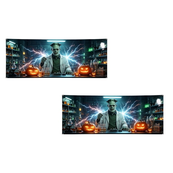 2Pcs Halloween Decorations Halloween Themed Garage Door Banner Sign For Festive Front Entrance Weather Hanging Banner For Seasonal Easy Install Outdoor Display Flags_ Banners & Accessories 2026