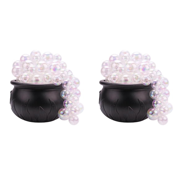 2Pcs Halloween Decorations Indoor DIY Witches Bubbling Cauldron Set with Light Black Plastic Bowl Hocus Pocus Party Decor for Table Mantle Home Kitchen 5.1x3.9 Inch Purple