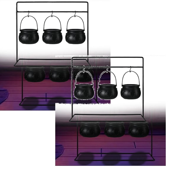 2Pcs Halloween Decorations Mini Witch Cauldron Candy Bowl Plastic Desktop Ornament For Halloween Party Home Decoration And Display Desktop Ornament