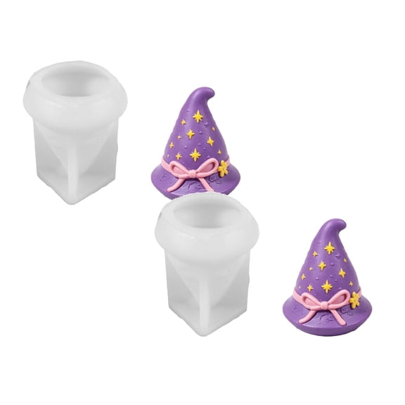 2Pcs Halloween Diy Witch Resin Mold Flexible Silicone Mold For Epoxy Casting, Jewelry Making, Candle & Soap Craft  Create 3D Witch Figure With Crystal Ball, Broom & Purple Hat 2026