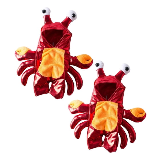2Pcs Halloween Dog Crab Costume,Funny Pet Hoodie,Winter Cat Suit, Warm Dog Outfit For Party Photo, Puppy Clothes For Small Medium Dogs