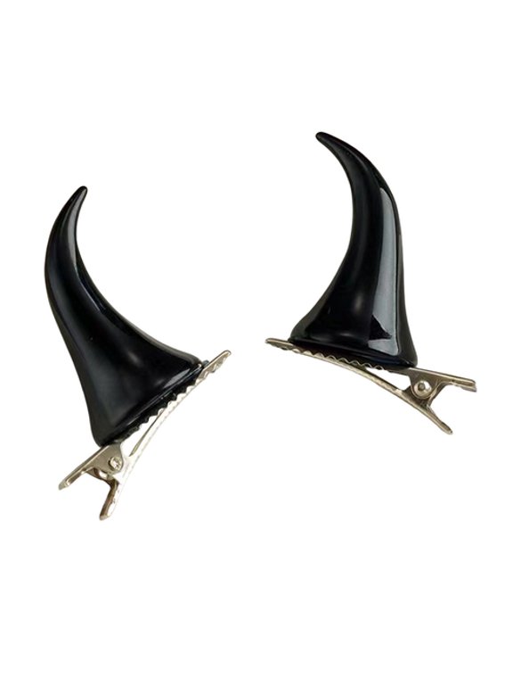 2Pcs Halloween Evil Horn Hair Clips, Small Horror Demon Goth Ear Hairpins, Hair Barrettes Accessories for Women Adults Props Party Cosplay Costume