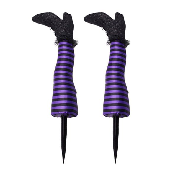 2Pcs Halloween Evil Witch Legs Prosthetic Ornament Outdoor Yard Garden Patio Lawn Stake Halloween Party-Decoration Props