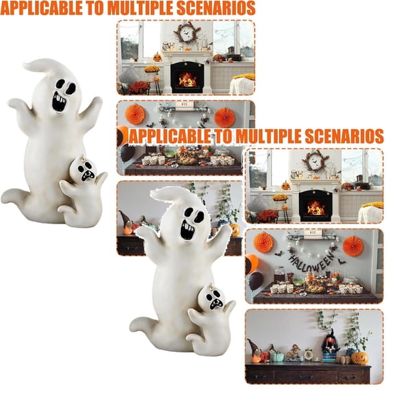 2Pcs Halloween Ghost Specter Resin Desktop Ornament Figurine For Home Party Table Decoration Happy 2026