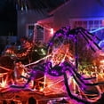 thumbnail image 1 of 2Pcs Halloween Hairy Spider Outdoor Decorations,Light-up LED Eyes Scary Spider Fake Large Spider Hairy Spider Props for Halloween Yard Decorations Party Outdoor and Outdoor Decor Black 11.8inch, 1 of 9