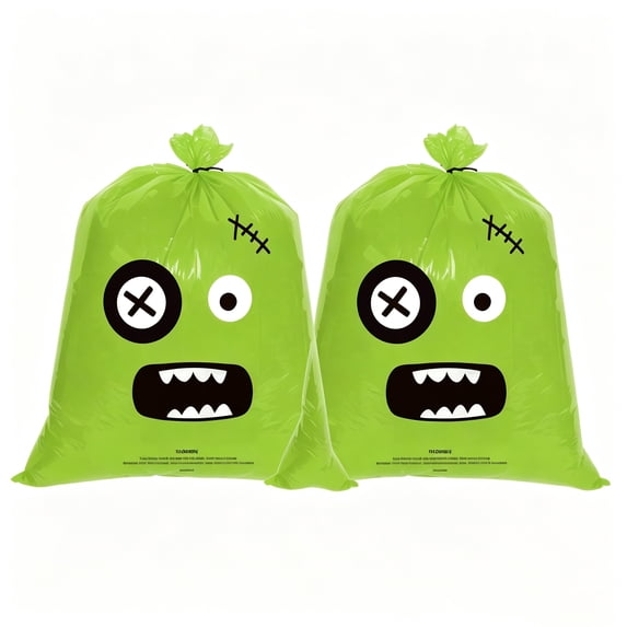 2Pcs Halloween Pumpkin Decoration Bags Leaf Trash Sacks, 24 x 30in Funny Outdoor Lawn Ornament, Large Reusable Treat Storage Sacks for Party